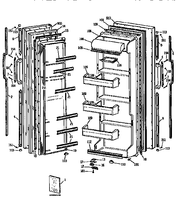 GE TFX20JAXAWW door assembly diagram