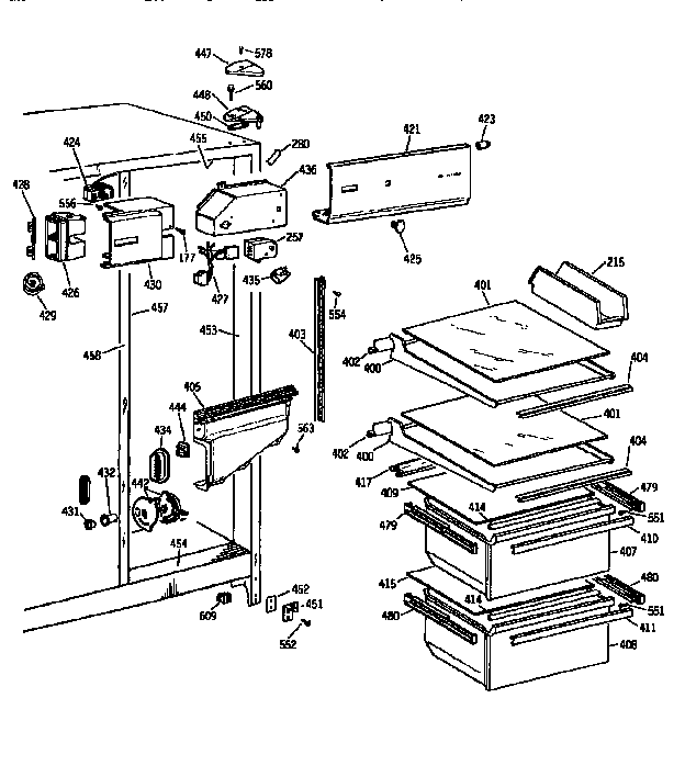 GE TFX20JAXAWW fresh food section diagram