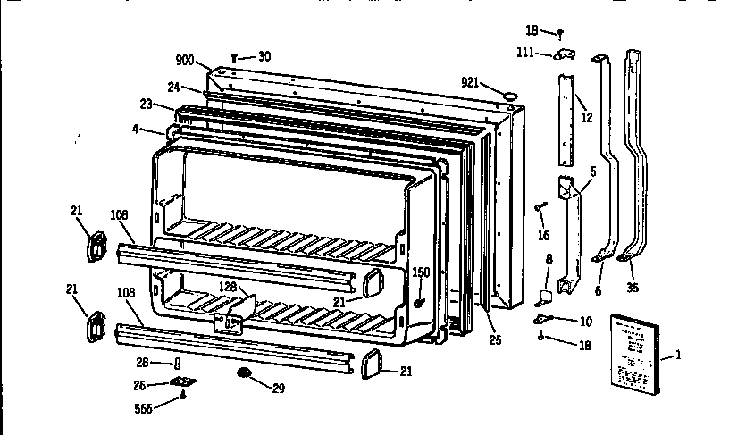 GE TBX21JATMRAD freezer door diagram