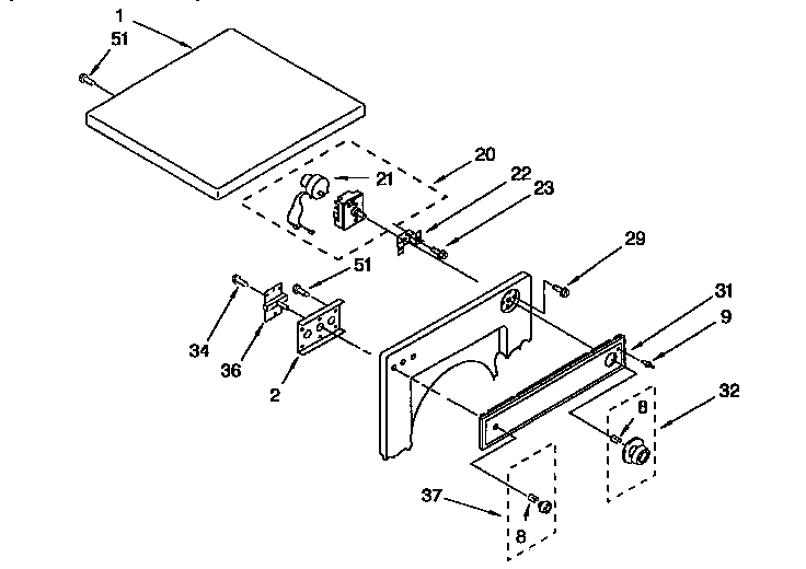 Kenmore 11098572400 top and console diagram