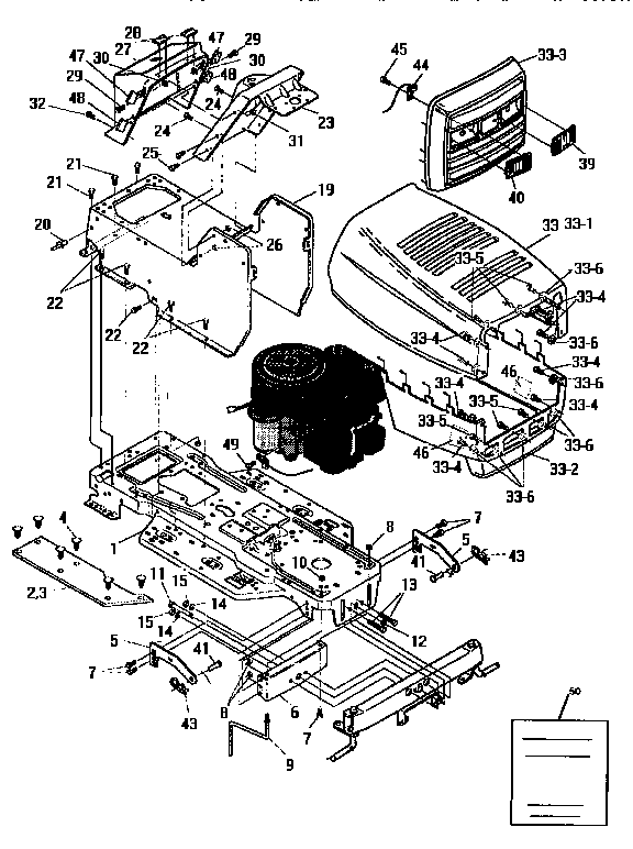 Craftsman 536252570 chassis and hood assembly diagram