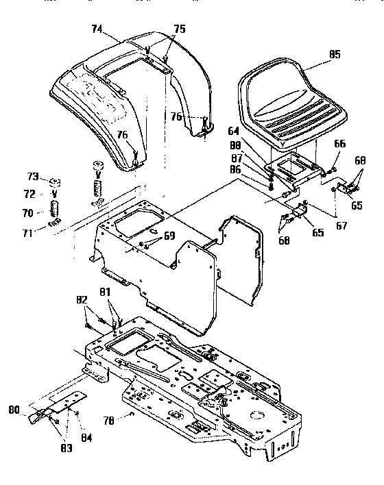 Craftsman 536252570 chassis and hood assembly diagram