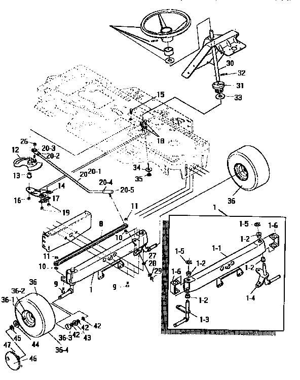 Craftsman 536252570 front steering assembly diagram