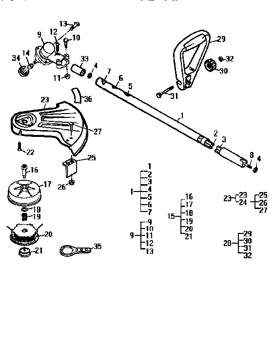 McCulloch MAC284S 12-400128-77 shaft/shield assembly diagram
