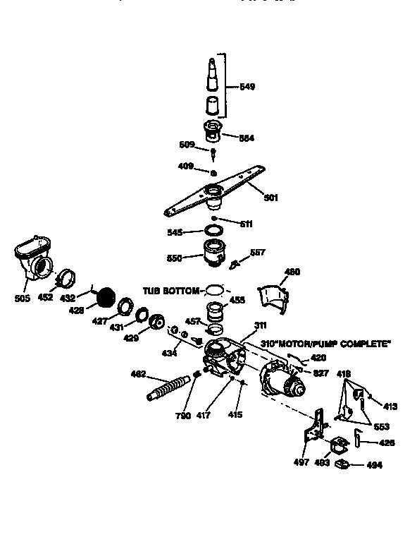 GE GSD750T-64WB motor-pump mechanism diagram