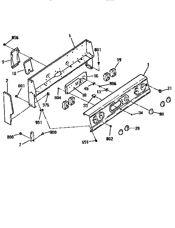 Kenmore 91193458590 backguard section diagram