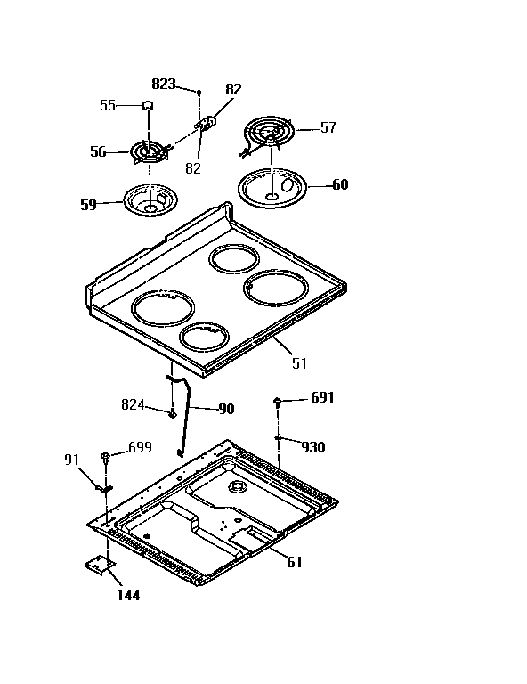 Kenmore 91193458590 main top section diagram