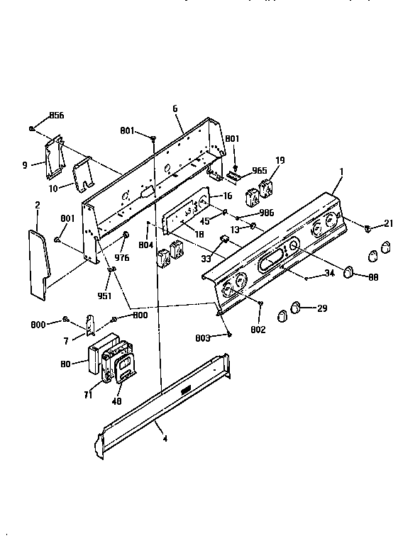 Kenmore 91195455590 backguard section diagram
