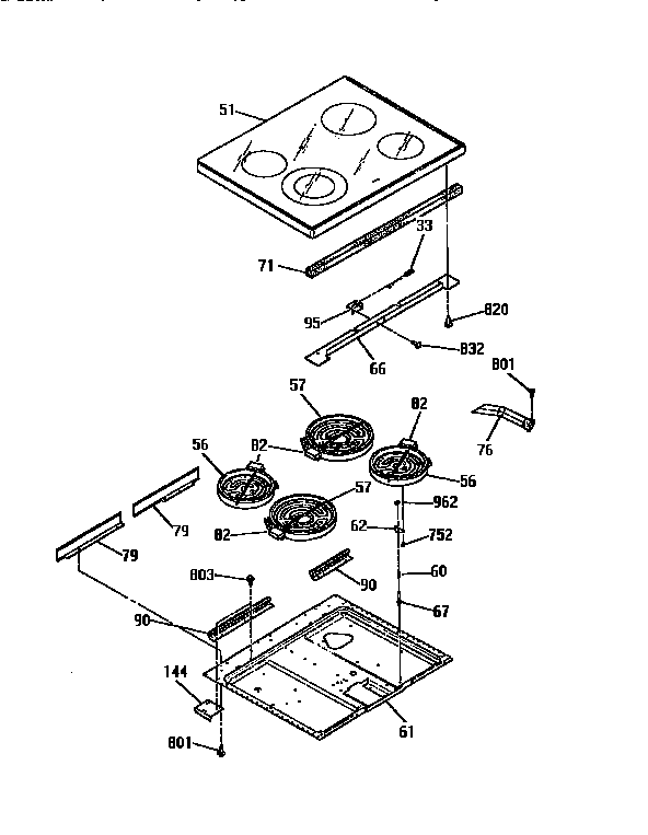 Kenmore 91195455590 main top section diagram