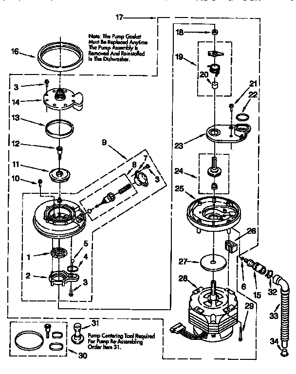 Kenmore 6651674992 pump and motor parts diagram