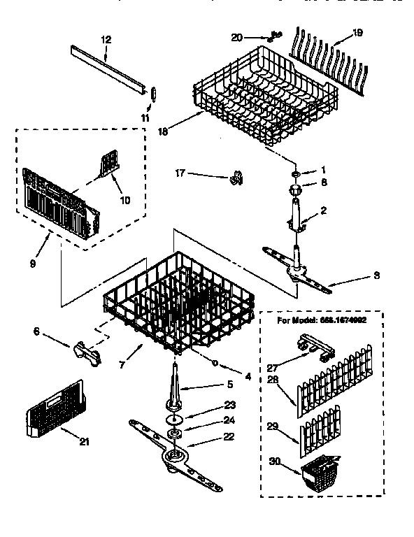 Kenmore 6651674992 dishracks parts diagram