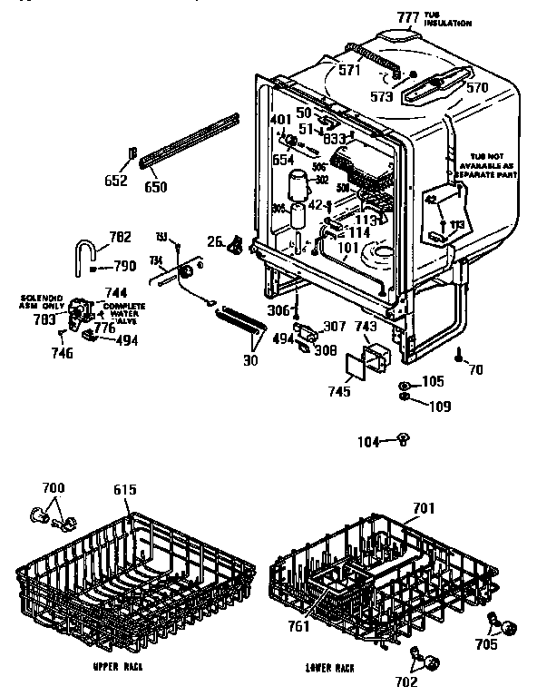 GE GSD700X-66BA tub diagram
