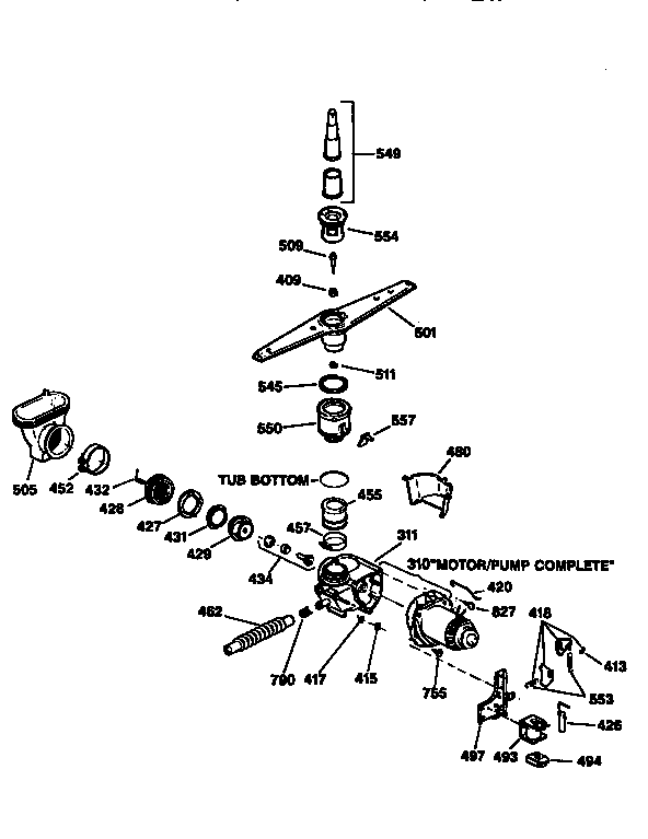 GE GSD700X-66BA motor-pump mechanism diagram