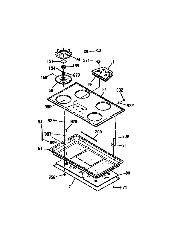 Kenmore 91133259590 main top section diagram