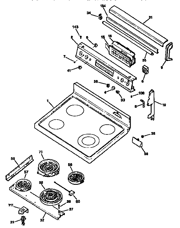 GE JBP95GV1 control top diagram