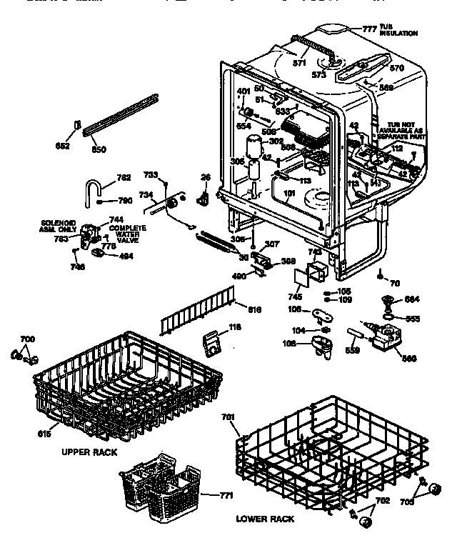 GE GSD1206T64BA tub diagram