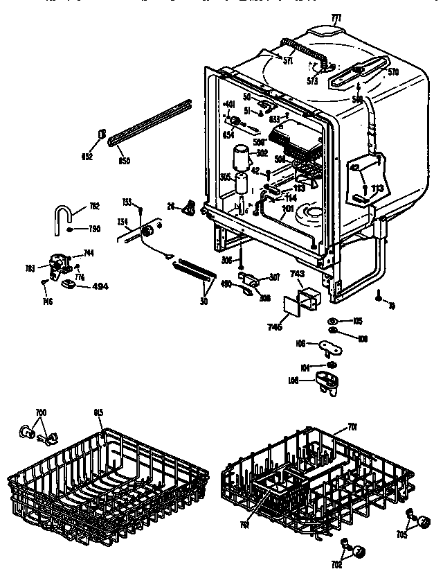 GE GSD880T-64WW tub diagram