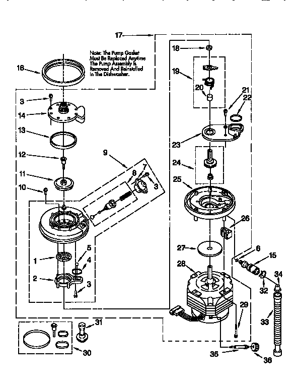 Whirlpool DU980QPDZ0 pump and motor diagram