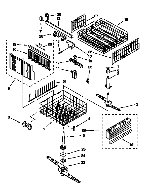 Whirlpool DU980QPDZ0 dishrack diagram