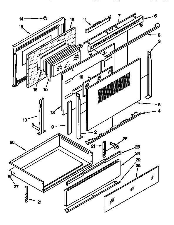 KitchenAid KERC507YWH2 door and drawer diagram