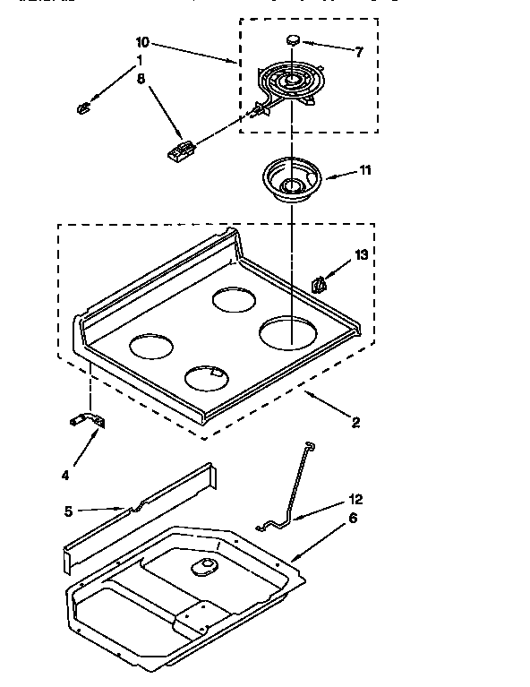 Whirlpool RF302BXDQO cooktop diagram