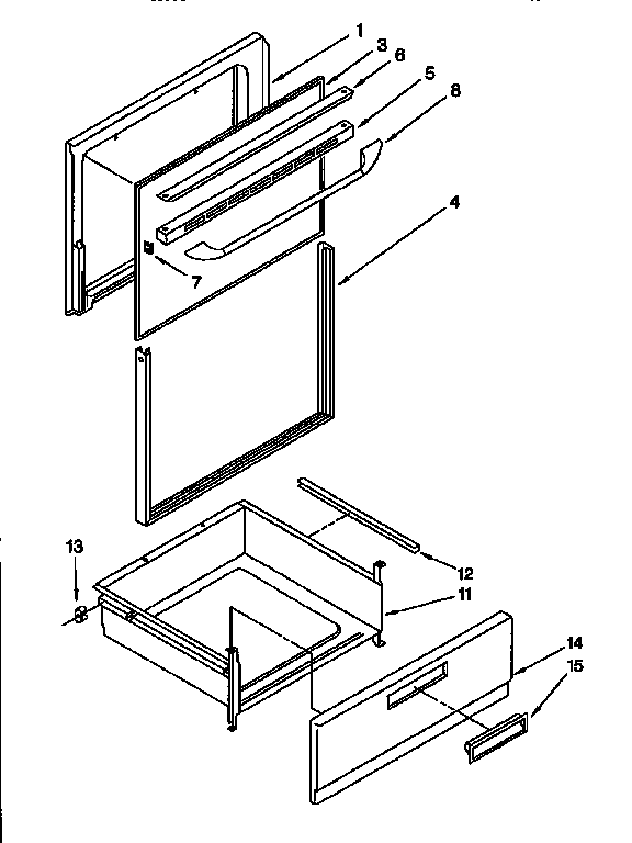 Whirlpool RF302BXDQO door and drawer diagram