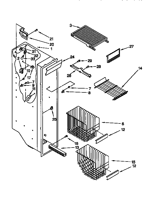 Kenmore 1069555751 freezer liner diagram