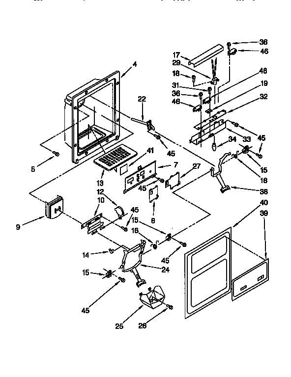 Kenmore 1069555751 dispenser front diagram