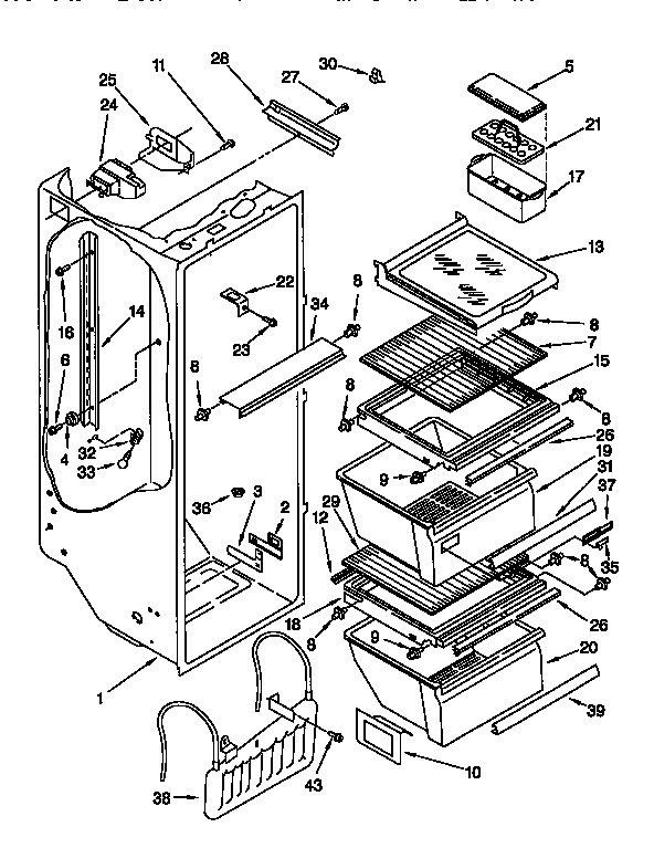 Kenmore 1069555621 refrigerator liner diagram