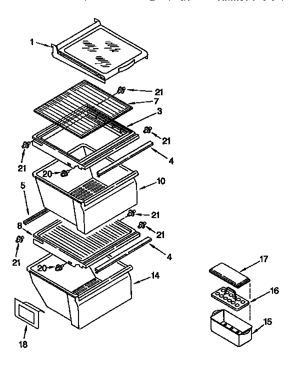 Kenmore 1069557581 refrigerator shelf diagram