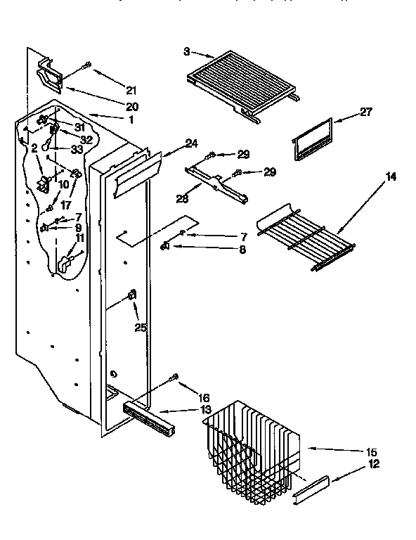 Kenmore 1069557581 freezer liner diagram