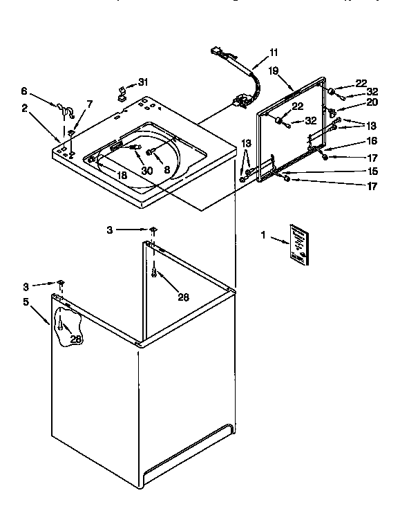 Kenmore 11082407840 top and cabinet diagram