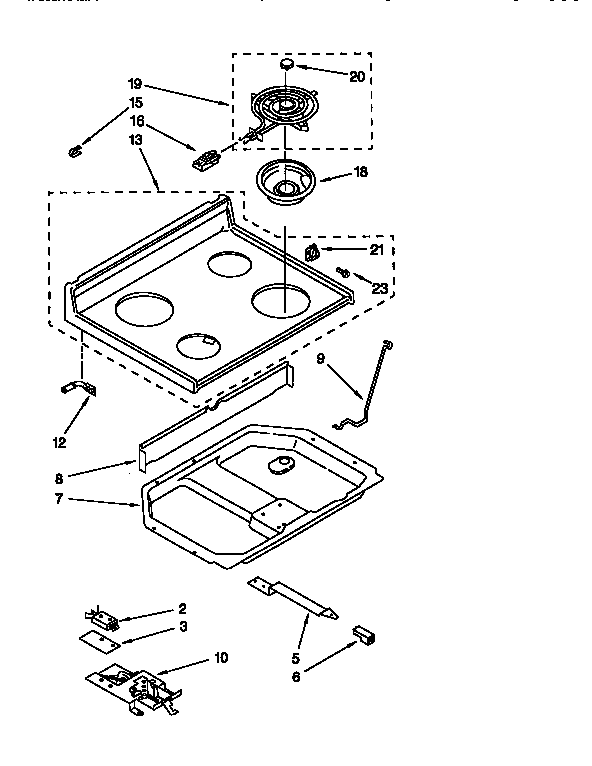 Whirlpool RF385PXDQ0 cooktop diagram