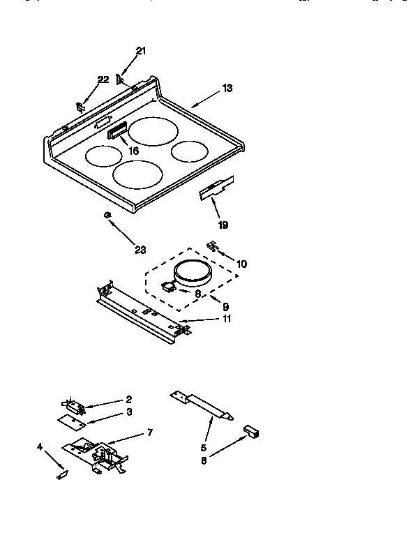 Whirlpool RF374PXDZ0 cooktop diagram