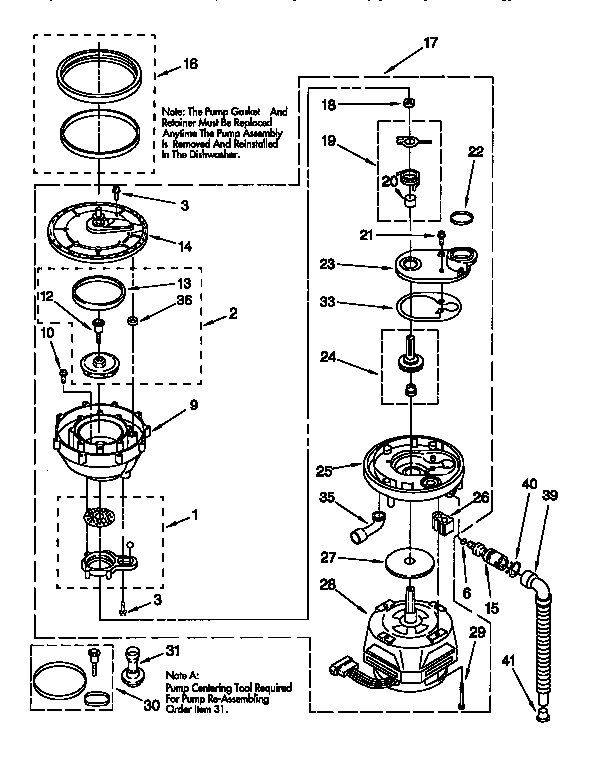 KitchenAid KUDI23HBWH0 pump and motor diagram