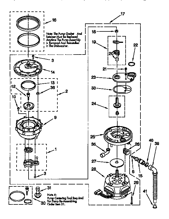 KitchenAid KUDA23HB0 pump and motor diagram