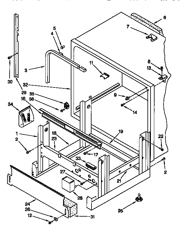 KitchenAid KUDA23HB0 frame and tank diagram