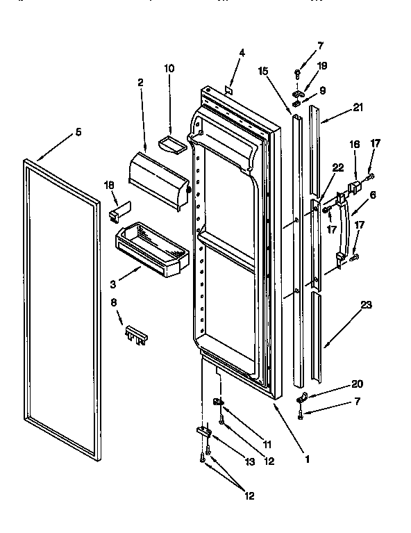 Kenmore 1069557611 refrigerator door diagram