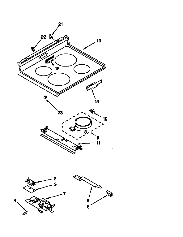 Whirlpool RF374PXDZ1 cooktop diagram