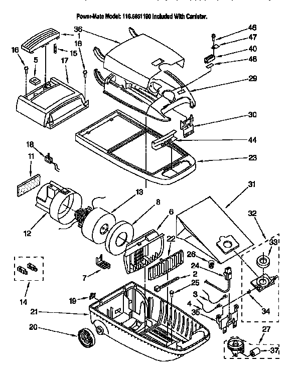Kenmore 1162651190 main assembly diagram