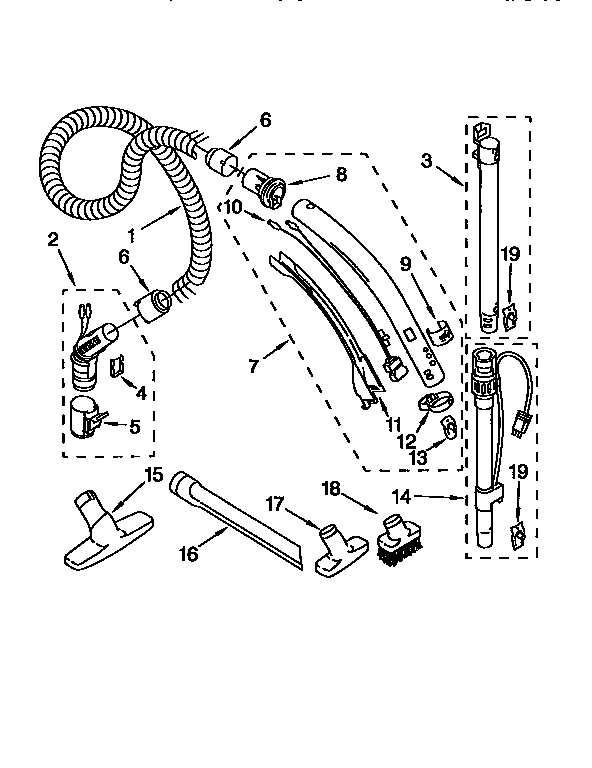 Kenmore 1162651190 hose and attachment diagram
