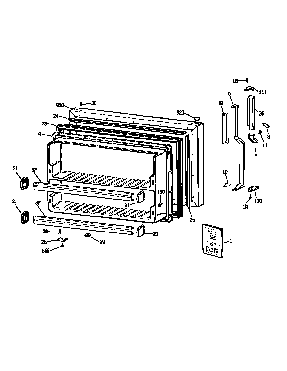 Kenmore 3639651628 freezer door diagram