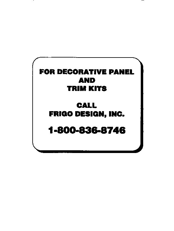 Kenmore 3639651628 decorative panel and trim kits diagram