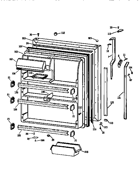 Kenmore 3639651628 fresh food door diagram