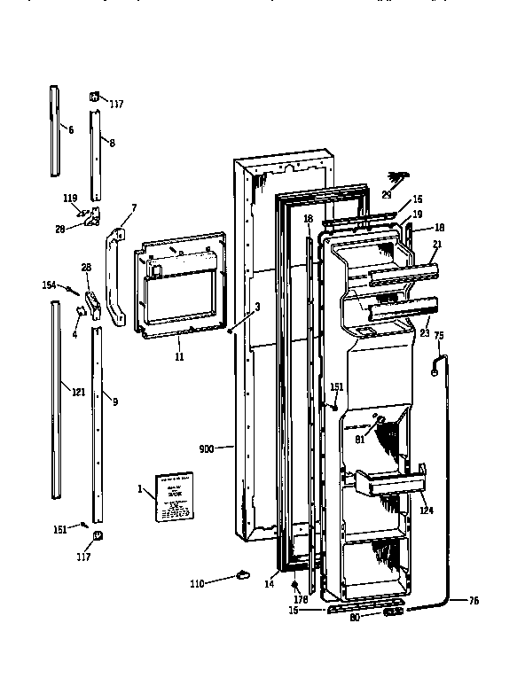 Kenmore 3639557780 freezer door diagram
