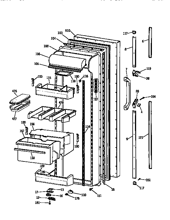 Kenmore 3639557780 fresh food door diagram