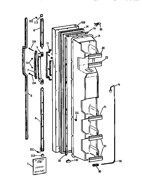 Kenmore 3639562670 freezer door diagram