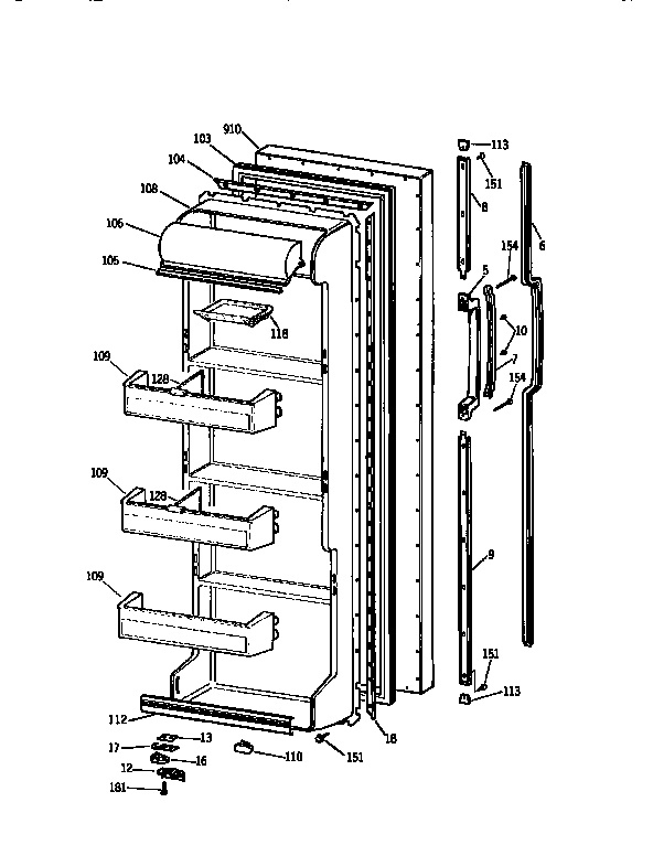 Kenmore 3639562670 fresh food door diagram