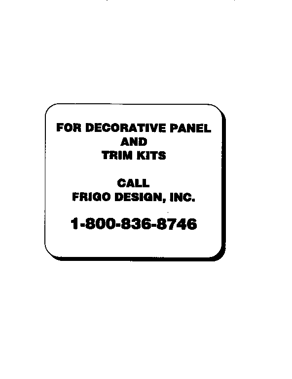 Kenmore 3639537884 decorative panel and trim kits diagram