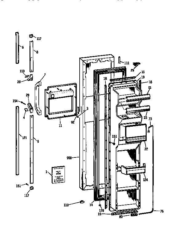 Kenmore 3639537854 freezer door diagram